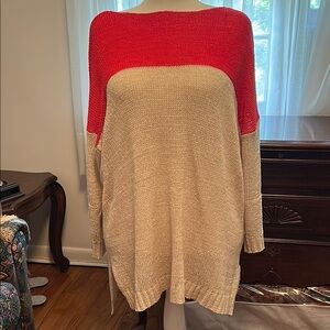 Joseph A Red and Cream Women's Sweater